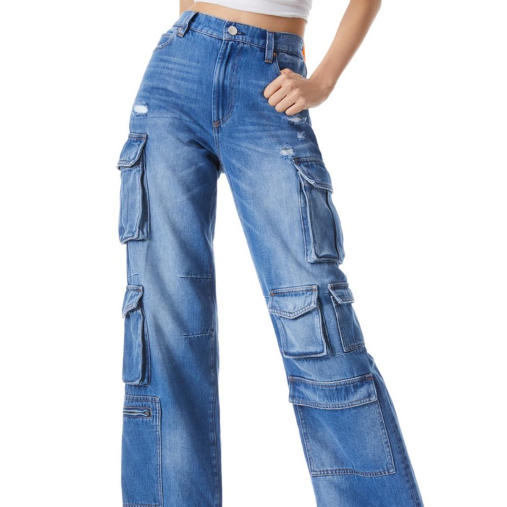 Alice + Olivia Blue Cropped Jeans